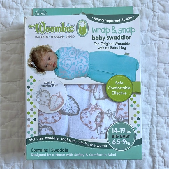 NEW Woombie Wrap & Snap Strawberry Big Baby 14-19 lb Sleep Sack Swaddler Berries - Picture 1 of 3